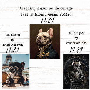 3 Papel de regalo de la realeza del Bulldog Francé