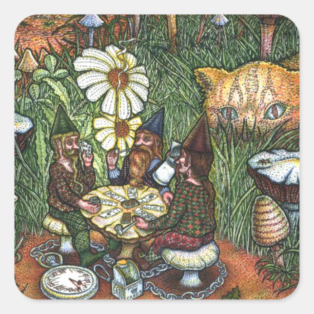 3 Pegatinas de Gnomes Square (Anverso)