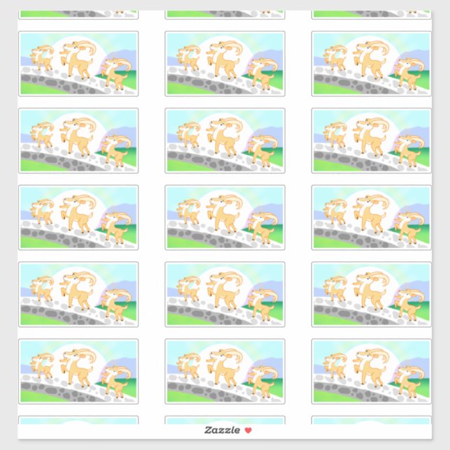 3 pegatinas del contorno Gruff de Billy Goat (Hoja)