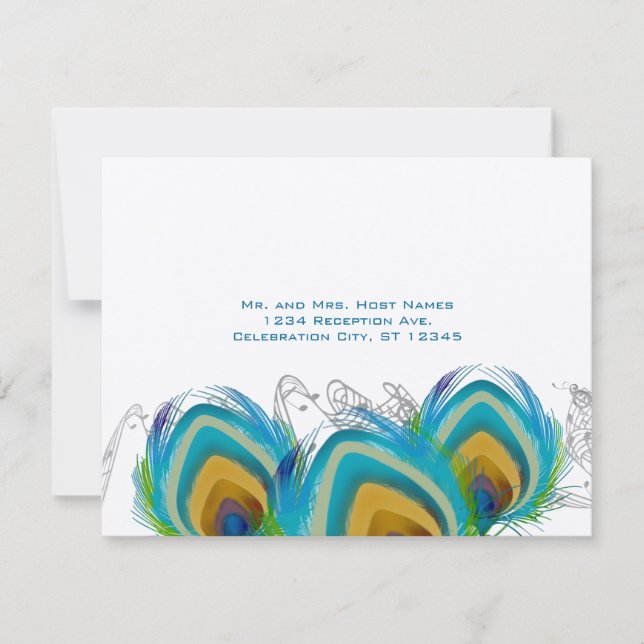 3 Plumas de Pavo Real Musicales Tarjeta de Respues (Anverso)