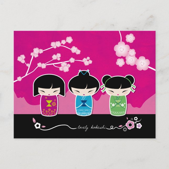 3 postal kokeshi (Anverso)