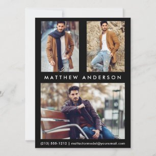 3 tarjeta de comp de actor de modelo fotográfico -