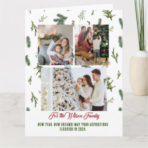 3 Tarjeta de vacaciones verdes navideñas de Feliz