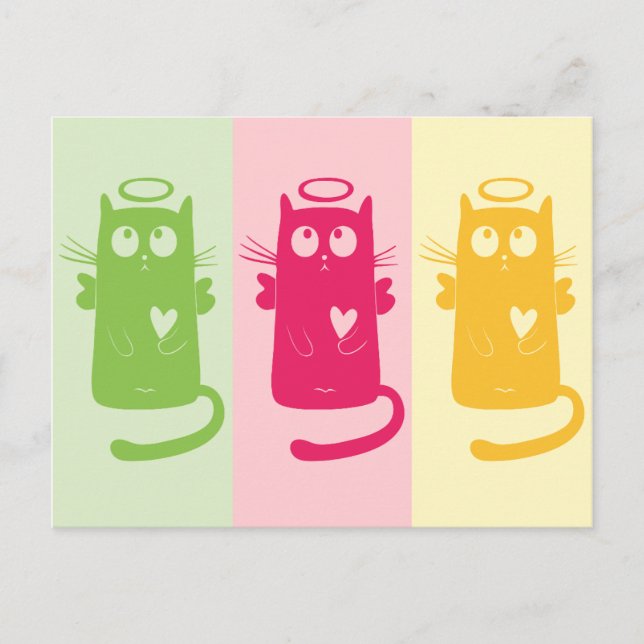 3 Tarjeta postal para gatos angélicos (Anverso)