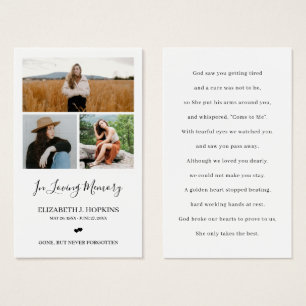3 Tarjetas de plegarias conmemorativas en funeral