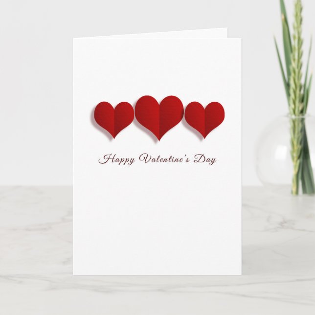 3 Tarjetas de San Valentín de Corazones de Papel (Anverso)