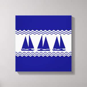 3 Veleros De Decoración Azul Y Blanco De La Marina