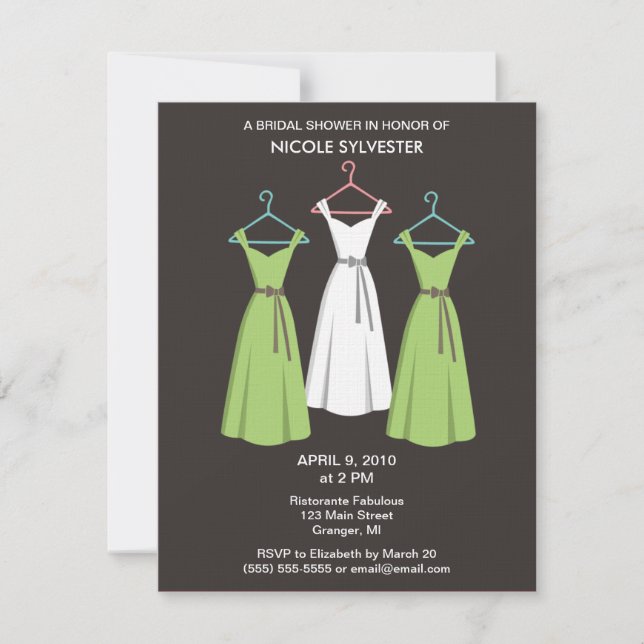 3 Vestidos Bridal Shower Invitaciones (Anverso)