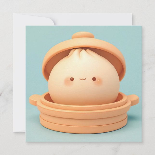 3D Clay Steamed Dumpling in Steamer Pot Postcard (Anverso)