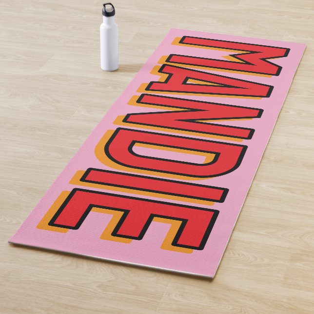 3D Lettering Pink Red Name Yoga Mat (In situ)