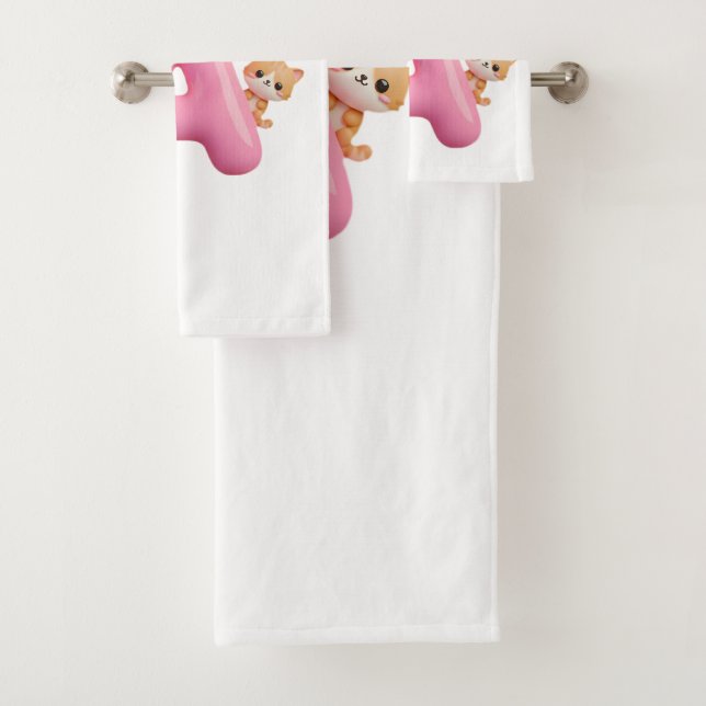 3D Pink Balloon Letter A Personalized Towel (In situ)