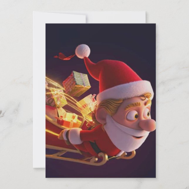 3D Santa Claus Christmas Greeting Card – Festive H (Anverso)