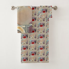 3D Tan and Burgundy Modern Pattern