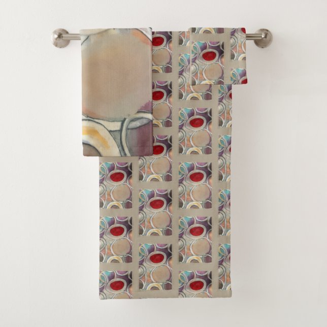 3D Tan and Burgundy Modern Pattern (In situ)