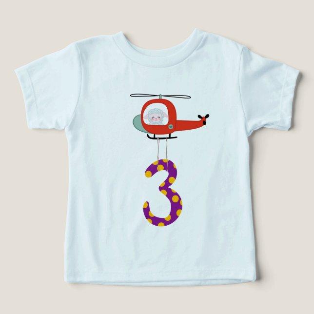 3rd Birthday Firefighter Helicopter Shirt (Diseño delantero )
