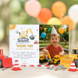 3rd Construction Birthday Photo Thank You Card