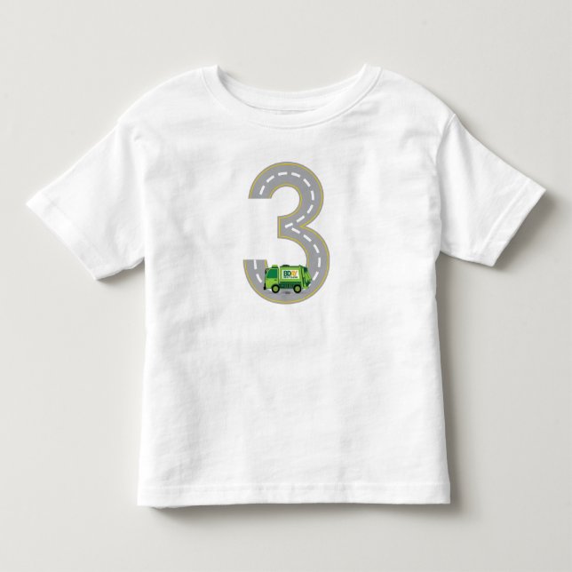 3ro Camiseta del camión de basura del cumpleaños (Anverso)