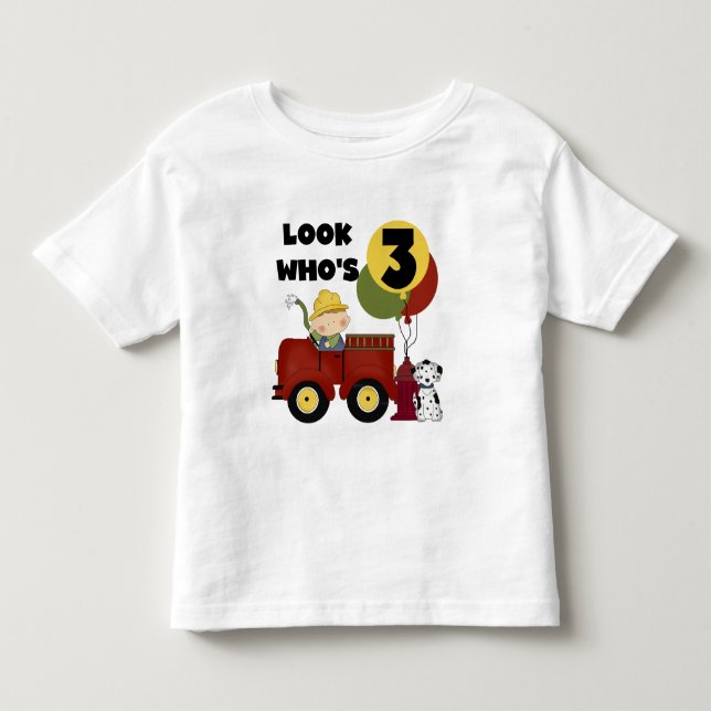 3ro camisetas y regalos del cumpleaños del bombero (Anverso)