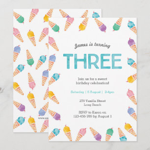 3ro Invitación del helado del arco iris de la