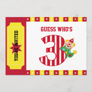 3ro Invitación del payaso de circo del cumpleaños