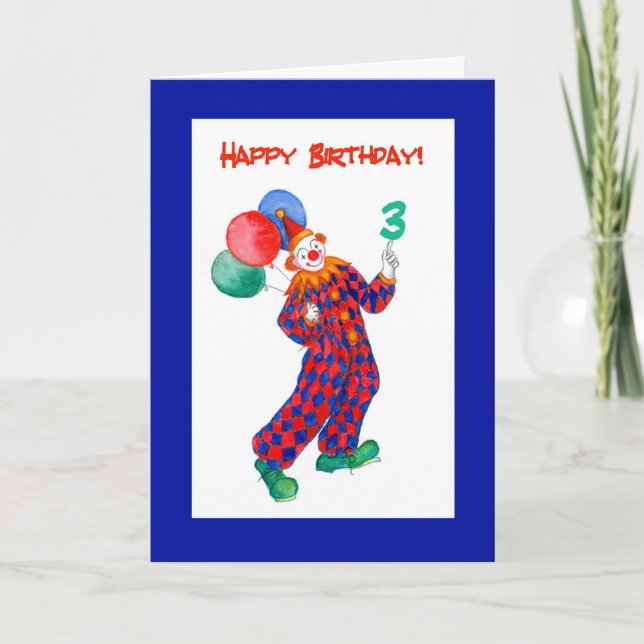 3ro tarjeta de cumpleaños del payaso (Anverso)