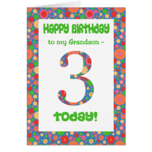 3ro Tarjeta de cumpleaños para el nieto, brillante