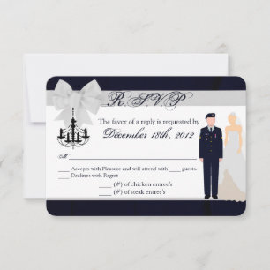 3x5 R.S.V.P Tarjeta de respuesta ARMY Uniforme Blu