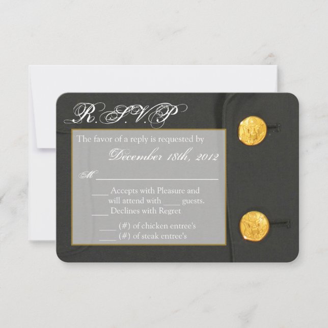 3x5 R.S.V.P Tarjeta de respuesta ARMY VESTIR VERDE (Anverso)