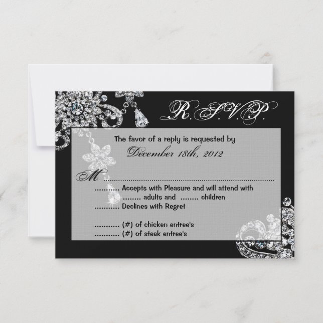 3x5 R.S.V.P Tarjeta de respuesta collar de joyas d (Anverso)