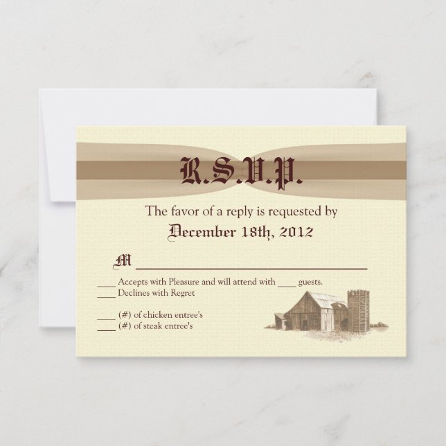 3x5 R.S.V.P Tarjeta de respuesta Granja de campo v (Anverso)