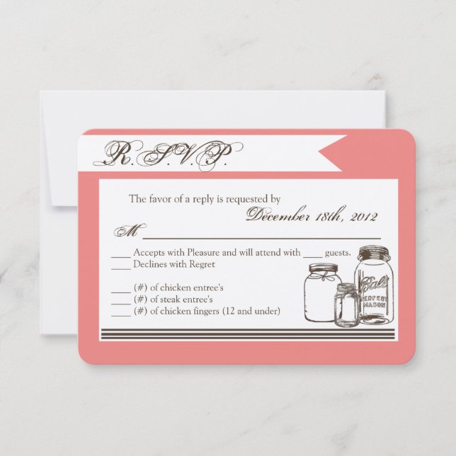 3x5 R.S.V.P Tarjeta de respuesta Mason Jar Country (Anverso)