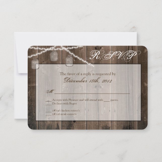 3x5 R.S.V.P Tarjeta de respuesta Mason Jar String  (Anverso)