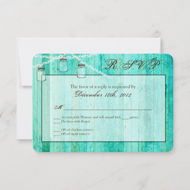3x5 R.S.V.P Tarjeta de respuesta Mason Jar String  (Anverso)