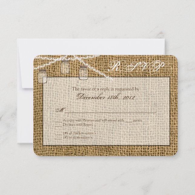 3x5 R.S.V.P Tarjeta de respuesta Mason Jar String  (Anverso)