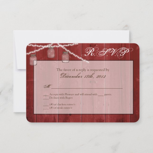 3x5 R.S.V.P Tarjeta de respuesta Mason Jar String  (Anverso)