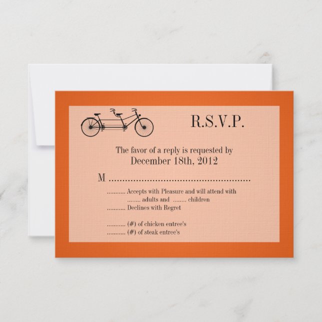 3x5 R.S.V.P Tarjeta de respuesta Naranja Bicicleta (Anverso)