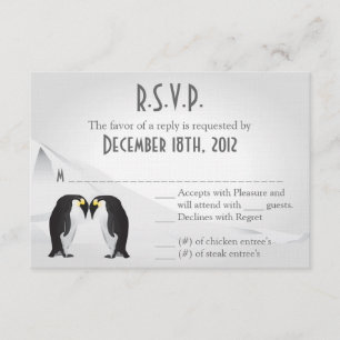 3x5 R.S.V.P Tarjeta de respuesta Penguins Mate for