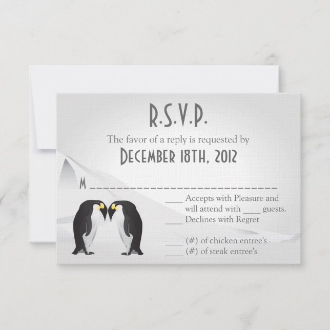 3x5 R.S.V.P Tarjeta de respuesta Penguins Mate for (Anverso)