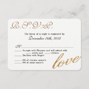 3x5 R.S.V.P Tarjeta de respuesta Relieve metalizad