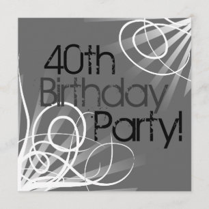 40ª Invitaciones de Personalizado de Swirl Carbón 