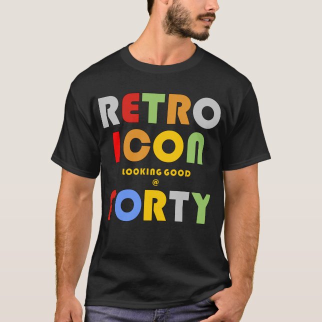 40.ª camiseta de ícono retro de cumpleaños (Anverso)