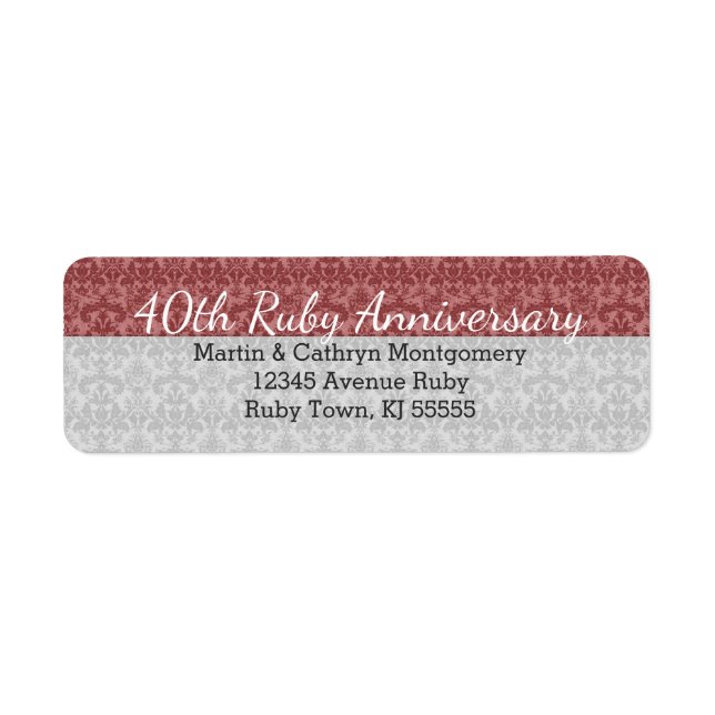 40.ª etiqueta de aniversario de Ruby (Frente)
