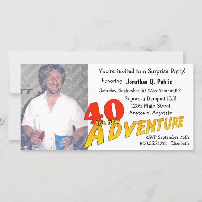 40.ª Fiesta de Aventura de Cumpleaños - Invitación (Anverso)