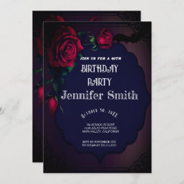 40.ª Fiesta de cumpleaños Invitación gótica roja