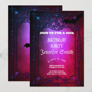 40.ª Fiesta de cumpleaños Invitación gótica roja