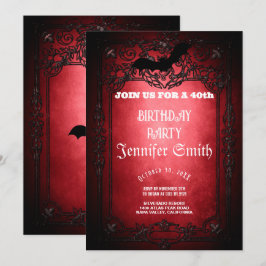 40.ª Fiesta de cumpleaños Invitación gótica roja