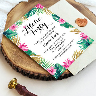 40.ª invitación a cumpleaños de Pink Tropical