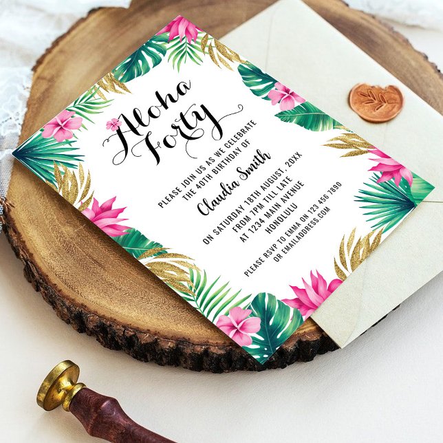 40.ª invitación a cumpleaños de Pink Tropical (Subido por el creador)