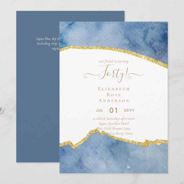 40.ª invitación a cumpleaños Glamour Girly FUN mod (Anverso / Reverso)