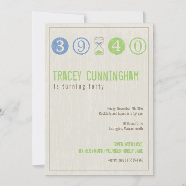 40.ª Invitación a cumpleaños - Personalizar (Anverso)